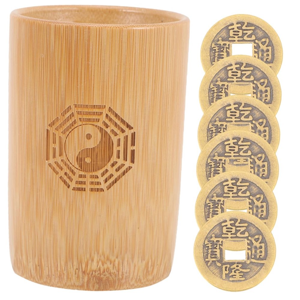 BRIGHTFUFU Ching Divination Game Bamboo Tube Fortune Telling Tools Chinese Coin Lucky Divination Supplies