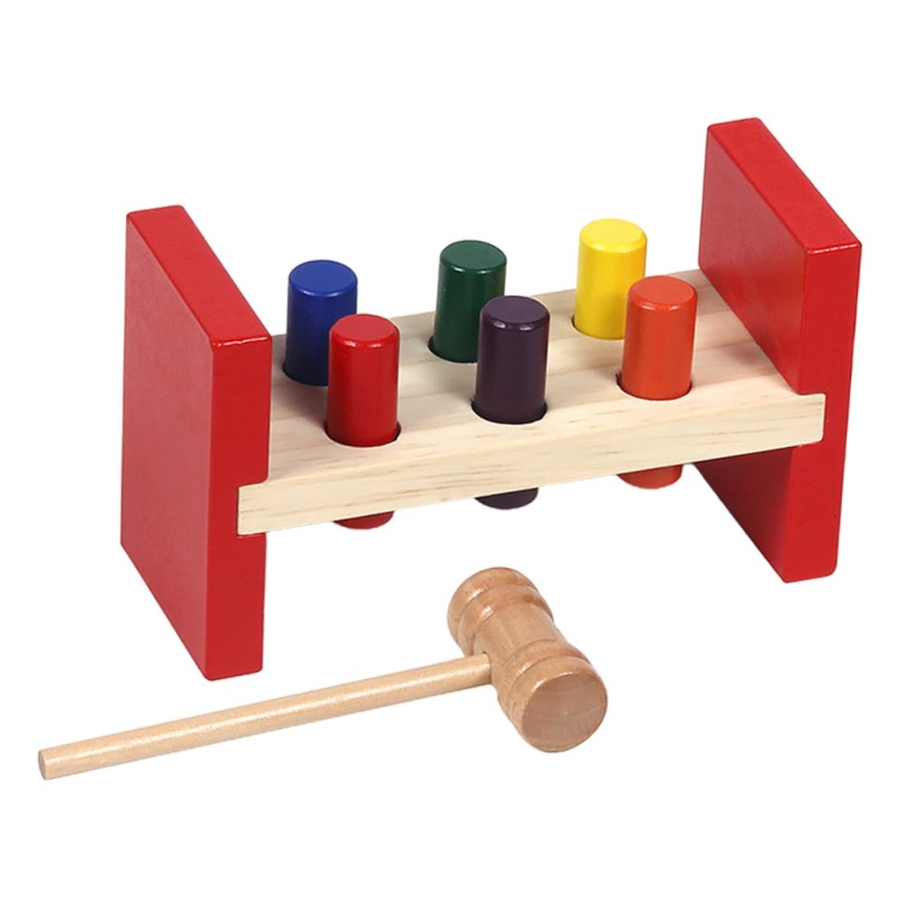 HANABASS 1 Set Wooden Pounding for Educational Early Learning Percussion Plaything with Hammer Enhances Color Recognition and Fine Motor Skills