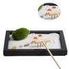 GARIOUANS Zen Garden Miniature Landscape with Rake and Simulation Moss Elegant Sand Table Decoration for Office and Home Meditation Stress Relief Desk Accessories view 3