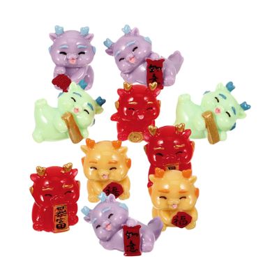 Happyyami 10Pcs Mini Dragon Figurines Mixed Style Decor for Desk Car Interior and Dollhouse Adorable Cartoon Dragon Statues for Home and Garden Decoration