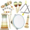 Baby Musical Instruments Montessori Wooden Toys for Toddlers, Neutral Colors Percussion Instruments Set, Modern Boho Xylophone Tambourin view 1