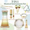 Baby Musical Instruments Montessori Wooden Toys for Toddlers, Neutral Colors Percussion Instruments Set, Modern Boho Xylophone Tambourin view 2