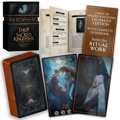 Earth Moon Magick The Tarot of Sacred Kingdoms Talisman Edition - 78-Cards Tarot Deck with Guidebook Oracle Cards for Spiritual and Shadow Work, Perfect for Beginner