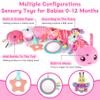 Baby Girls Toys 6-12 Months - Infant 6-in-1 Sensory Music Animal Stuffed Caterpillar Toy with Rattle & Mirror Crinkle for Tummy Time, Newborn 0 3 6 9 12 18 Shower Gifts Soothing Companion Toys, Pink view 3