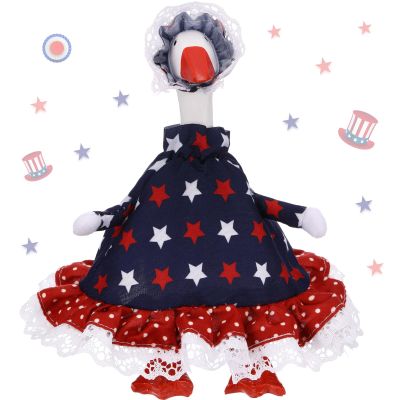 Abbylike 1 Set 7 Inch Mini Desk Goose Outfits 4th of July Desk Goose Clothes Accessories Independence Day Patriotic Decor for Desktop Geese Statues Office and Home Table Decor Gifts (Dress)