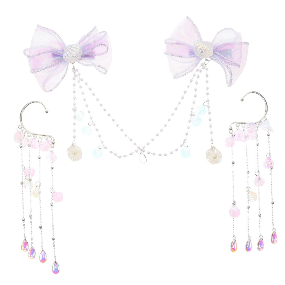 DECORNIJIA 1set Girls Mermaid Headchain Hair Clip Jewelry Set Artificial Pearl Headpiece for Boys and Girls Party Decoration