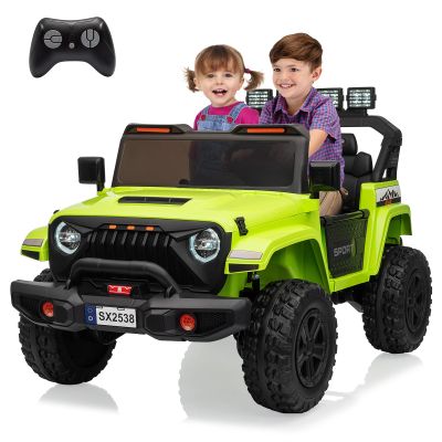 24V Ride On Car with Remote Control, 2 Seater Electric Toys for Big Kids w/20 Wide Seat, 4WD Power Truck Wheels, 4200W Motors, Storage, Soft Start, Vehicles for Girls, Green