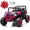 24V 2 Seater Ride on Car for Kids, MOEYURO 800W Powered UTV Toy, 5MPH Large Side by Side Electric Car w/Remote, Bluetooth, LED Light, 3 Speeds, Music, Spring Suspension, Storage, Gift for Kids, Pink view 1
