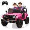 24V Ride On Car with Remote Control, 2 Seater Electric Toys for Big Kids w/20 Wide Seat, 4WD Power Truck Wheels, 4200W Motors, Storage, Soft Start, Vehicles for Girls, Pink view 1