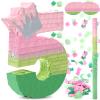 Arrowbash Number 5 Piata Pink and Green Birthday Decorations Witch Themed Party Favor with Stick Blindfold and Confetti, Your Birth Day Gift for Kids Girls Boys, 15.9 x 11 x 2.7'' view 1