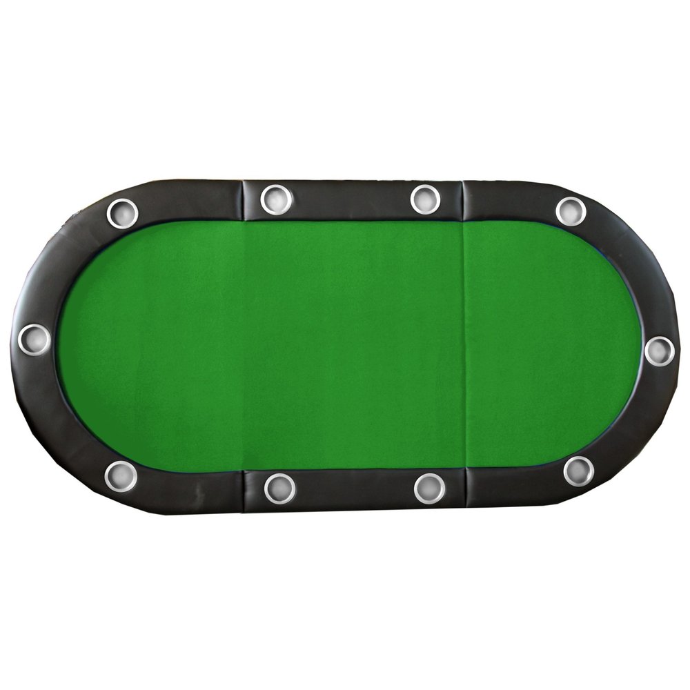 Folding Poker Table Top for 10 Players Tri Fold Texas Holdem BlackCasino Game Tabletop Green