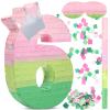 Arrowbash Number 6 Piata Pink and Green Birthday Decorations Witch Themed Party Favor with Stick Blindfold and Confetti, Your Birth Day Gift for Kids Girls Boys, 15.9 x 11 x 2.7'' view 1