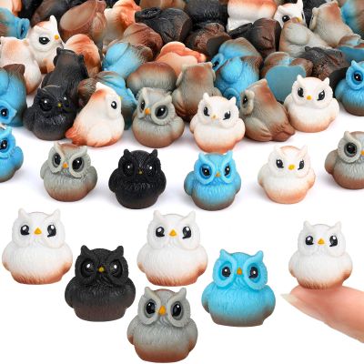 Weysat 100 Pcs Mini Resin Owls Miniature Figurines Tiny Resin Owls Garden Accessories Supplies Animals for Garden Micro Landscape Plant Pots Bonsai Craft Decor