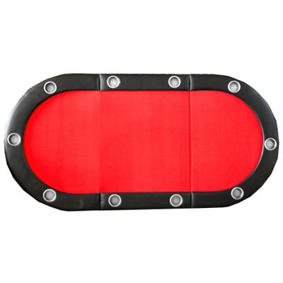 Folding Poker Table Top for 10 Players Tri Fold Texas Holdem BlackCasino Game Tabletop Red
