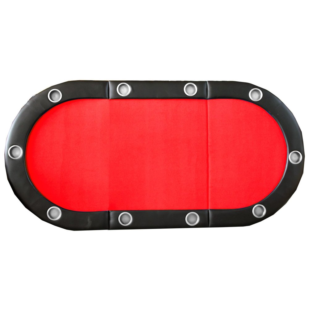 Folding Poker Table Top for 10 Players Tri Fold Texas Holdem BlackCasino Game Tabletop Red