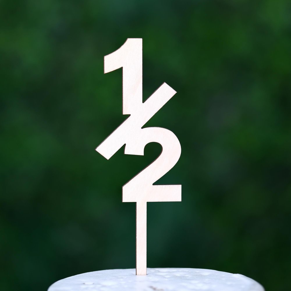 1/2 Wooden Cake Topper Happy Half Birthday Decoration 6 Months Party Supplies