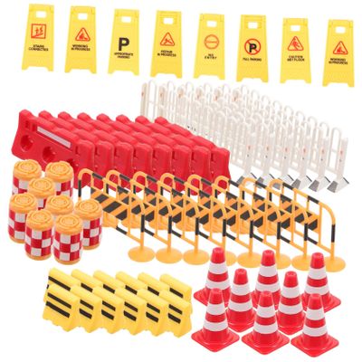Kisangel 62pcs Traffic Scene Toys Road Blocks Signs Educational Toy for Boys and Girls Interactive Learning Playset