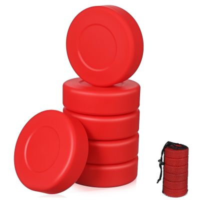 ARTSEWPLY 6pcs Matte Ice Hockey Pucks and Field Hockey PVC for Indoor and Includes Mesh Bag for Easy Storage and Transport