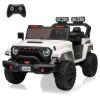 24V Electric Ride On Car for Kids, 4WD 20.5in 2-Seater with 5.9in Extendable Body, 13in Anti-Slip Tires, LED Lights, Music, Parental Remote, for Children Toddlers, White view 1