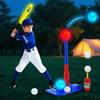 2 in 1 Glow In The Dark T Ball Sets for Kids 3-5 5-8,Light up Tee Ball Set with Automatic Pitching Machine/Adjustable Glow Batting Bat & Stand/6 Balls /2 Glow Balls, Baseball Toys for Toddlers Boys view 2