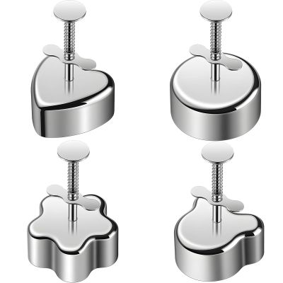 Kronabelle 4 Pack Stainless Steel Rice Ball Molds with Bear, Flower, Heart & Round Designs for Kids Snacks & Burgers