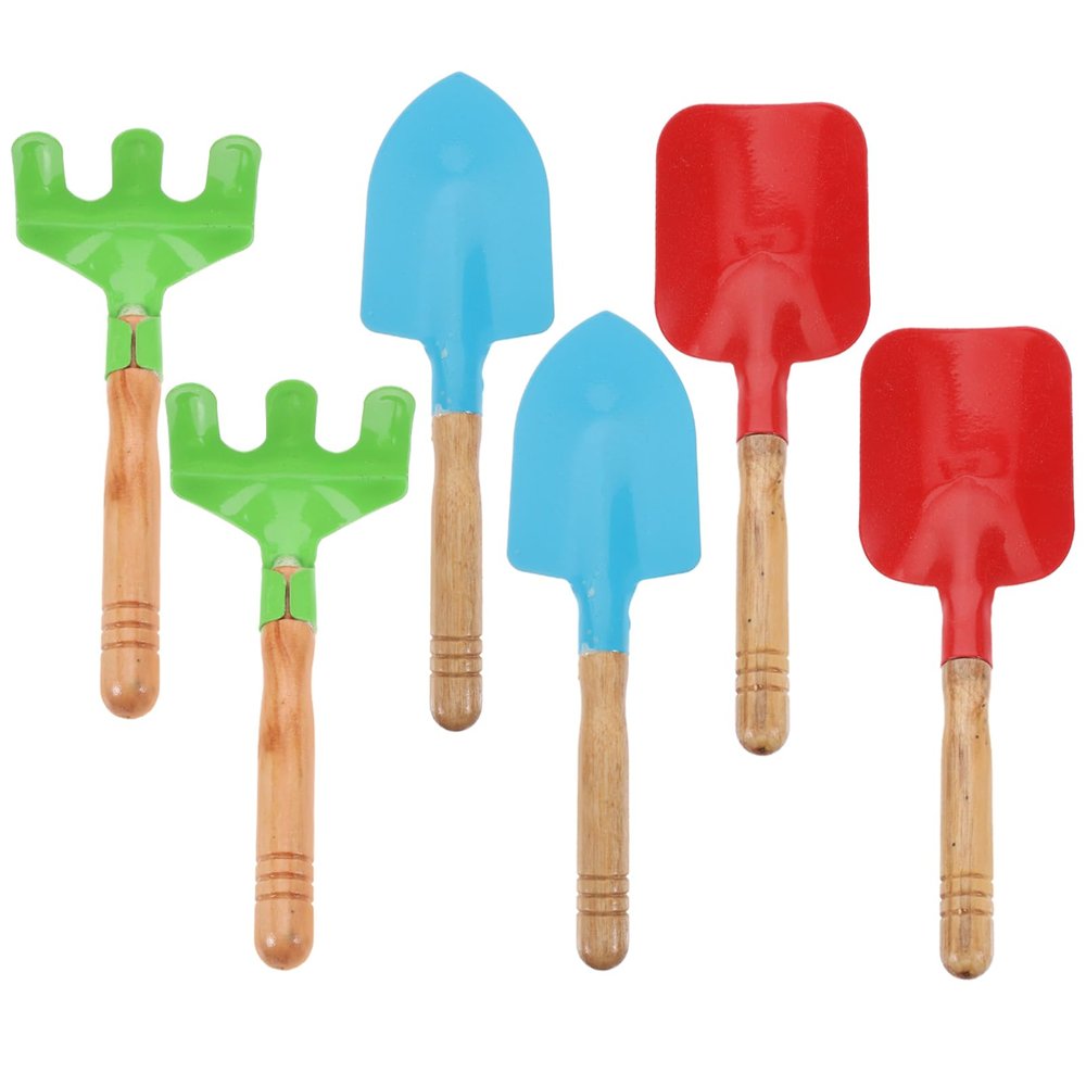 HEMOTON 2 Sets Gardening Tools of Cartoon Shovel Handheld Rake Lightweight for Outdoor Fun for Gardening Beach Park Activities Random Color