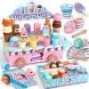 Atoylink Wooden Ice Cream Toys for Kids Pretend Play Food Toys with Scoop & Menu & Fake Money, Ice Cream Cart Play Store Toys for Toddlers Girls 3 4 5 6 Year Old Gift view 1