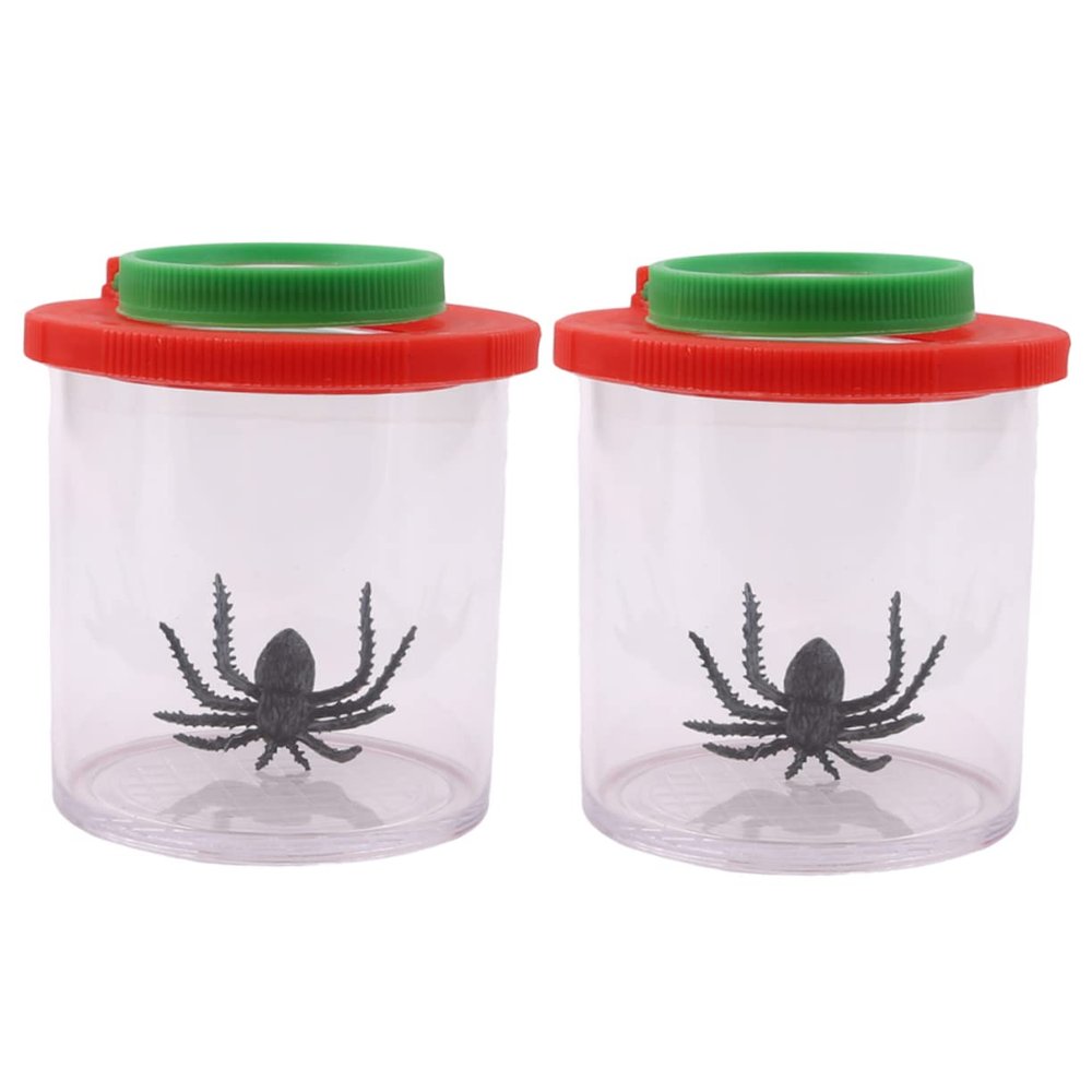 Beaupretty Insect Observation Box Set of 2 3X 6X Magnifying Viewer Cages for Outdoor Education and Learning Bug Inspection Dual Lenses