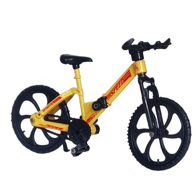 SUNGDOGIN Finger Bike Model Alloy Slash Folding Bicycle Suitable for Desktop Decoration Ornaments (Yellow)