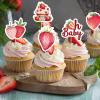 20 Pcs Cute Strawberry Cupcake Toppers - Perfect Strawberry Cake Decorations for Women & Girls' Fruit - Themed Birthday Parties, Baby Showers, Weddings and Other Festive Occasions view 4