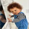 Anano 26" Extra Large Realistic Black Baby Boy Doll - Lifelike Biracial Reborn Toddler with Dark Skin Tone & Tightly Rooted Curly Hair, Denim Overalls + Shoes - Premium Silicone Doll for Kids 3+ view 2