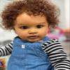 Anano 26" Extra Large Realistic Black Baby Boy Doll - Lifelike Biracial Reborn Toddler with Dark Skin Tone & Tightly Rooted Curly Hair, Denim Overalls + Shoes - Premium Silicone Doll for Kids 3+ view 3