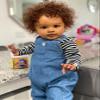 Anano 26" Extra Large Realistic Black Baby Boy Doll - Lifelike Biracial Reborn Toddler with Dark Skin Tone & Tightly Rooted Curly Hair, Denim Overalls + Shoes - Premium Silicone Doll for Kids 3+ view 4
