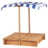 46'' Kids Sandbox with Adjustable Cover, Wooden Sandbox with Canopy Outdoor Sandpit with 2 Foldable Bench Seats for Backyard Play view 4