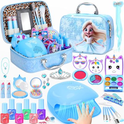 PERRYHOME Kids Makeup Kit for Girl, Frozen Real Washable Cosmetic Set, Non-Toxic Makeup Toys, Kids Nails Set for Girls, 2026 New Princess Toys & Birthday Gifts for Girls for 3 4 5 6 7 8+ Years Old