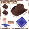 Xtinmee 2 Pcs Kids Cowboy Hat Paisley Scarves for Boys Girls Wool Toddler Cowgirl Hats with Bandana for Kids(Brown) view 3