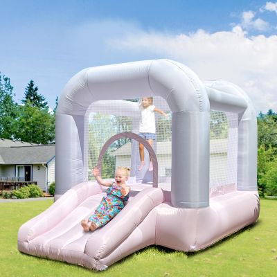 9FT Kids Bounce House with Safety Handrail for Toddlers 2-6, Foldable Indoor/Outdoor Jumper for Backyard & Playroom, Encourages Active Play & Balance Development (Pink+Purple)