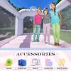 9FT Kids Bounce House with Safety Handrail for Toddlers 2-6, Foldable Indoor/Outdoor Jumper for Backyard & Playroom, Encourages Active Play & Balance Development (Pink+Purple) view 2