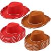 12 Pcs Child Felt Cowboy Hats Wide Brim Cowboy Cowgirl Hat Rodeo Western Hat for Kids Halloween Cosplay Costume Accessories (Color Set 1) view 1