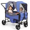 Stroller Wagon for 2 Kids,Foldable Wagon Stroller with Detachable Canopy, All-Terrain Wagon for Kids, Adjustable Push/Pull Handle, Wagon for 2 Seater Parent Organizer, Lavender Blue view 1