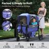 Stroller Wagon for 2 Kids,Foldable Wagon Stroller with Detachable Canopy, All-Terrain Wagon for Kids, Adjustable Push/Pull Handle, Wagon for 2 Seater Parent Organizer, Lavender Blue view 2