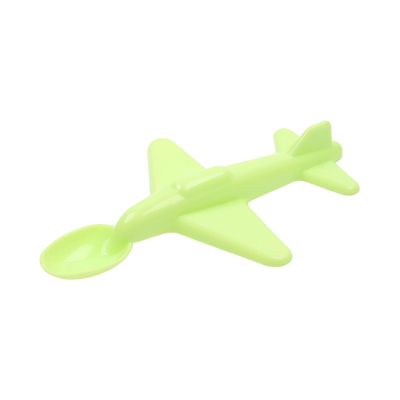 4PC Plastic Airplane Spoon for Kids, Durable Lightweight Mini Tableware for Home Kitchen, Travel, Picnics, Portable Utensil for Snacks, Desserts, and Soups (Green)