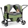 Stroller Wagon for 2 Kids with Canopy, Foldable All-Terrain Wagon Stroller with Adjustable Push/Pull Handle, Parent Organizer, 5-Point Harness, Ideal for Travel & Outdoor Adventures, Meadow Green view 1