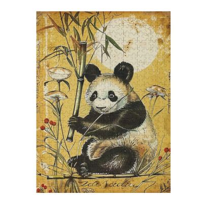 Panda is Holding A Bamboo Stick and A Flower 1000 Piece Jigsaw Puzzles Adults Brain Teaser for Adults Educational Developmental Games Building Kit Activities to Encourage Creative Play