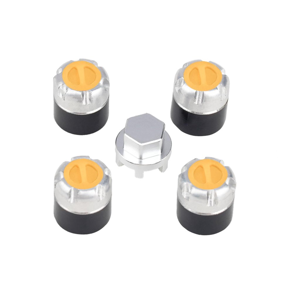 4PCS TGCWENG M4 CNC Aluminum Alloy RC Wheel Hex Nuts with Tools Suitable for TRX4 Axila SCX10 Redcat HSP Etc 1/10 RC Crawler Car (Yellow)
