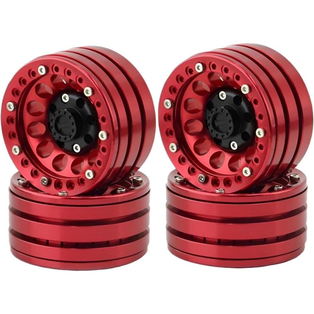 4 Pcs 1.9 Beadlock Aluminum Wheels Compatible with 1/10 RC Crawlers TRX6 I II III GEN7 GEN8 Upgrade Parts 398g