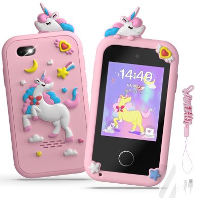 Kids Smart Phone Toys for Girls,Christmas Birthday Gifts for Girls Age 3-10 Kids Cell Phone Toys with 2.8" Touchscreen 20 Learning Games Dual Camera Music Player, 8G SD Card