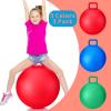 Lewtemi 3 Pcs 20 Inch Bouncing Ball with Handle, Outdoors Hopper Jumping Hopping Ball and Air Pump for Sports Exercise (Red, Blue, Green) view 3