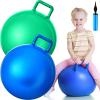 Lewtemi 2 Pcs 18 Inch Big Bouncing Ball with Handle Jumping Hopper Bouncy Ball for Adults Exercise and Air Pump for Outdoor Sports Game(Blue, Green) view 1