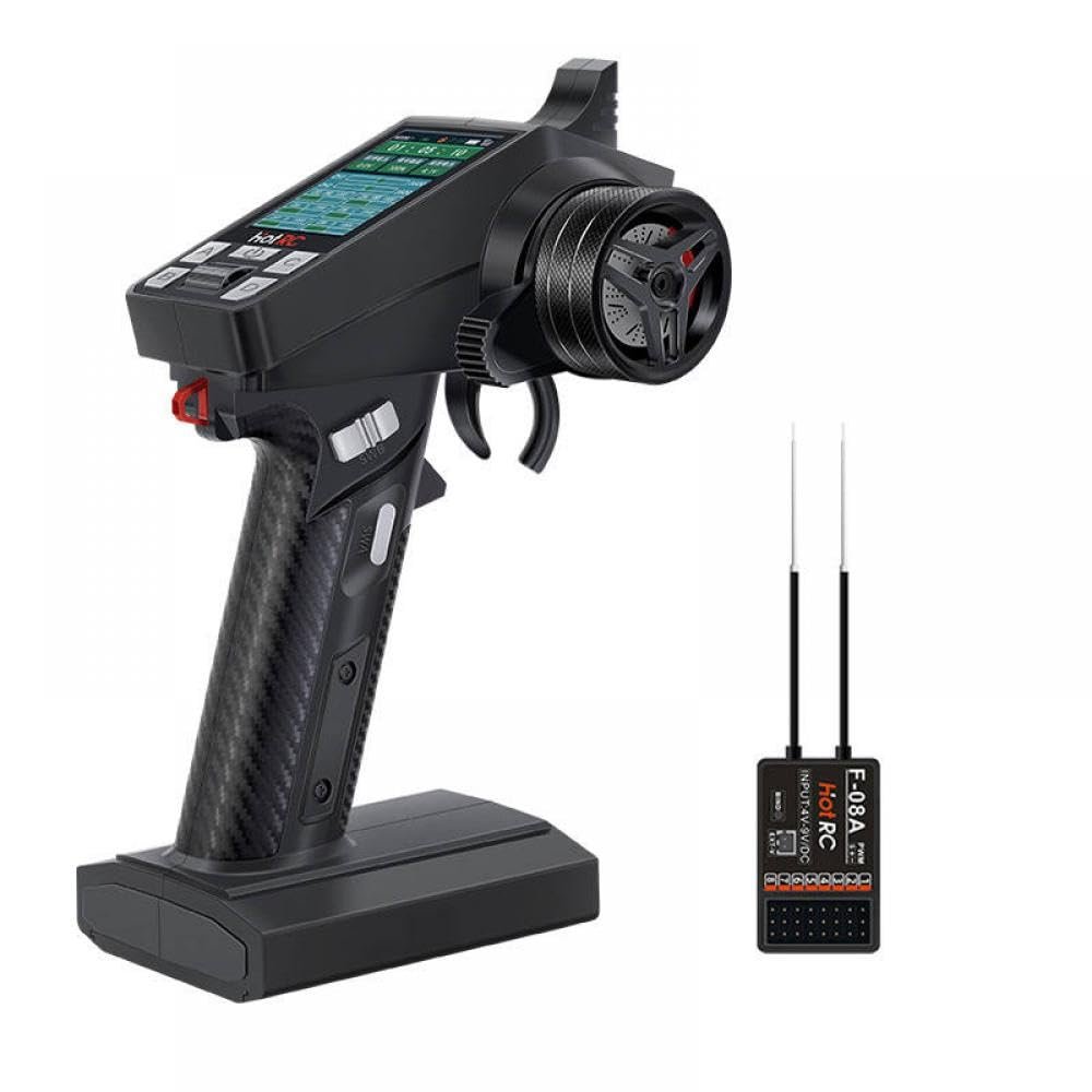 RC CT-8A 2.4G 8-Channel Remote Control Transmitter with F-08A Receiver Compatible with Climbing and Drift Vehicles RC Cars and Tanks(CT-8A Metal)